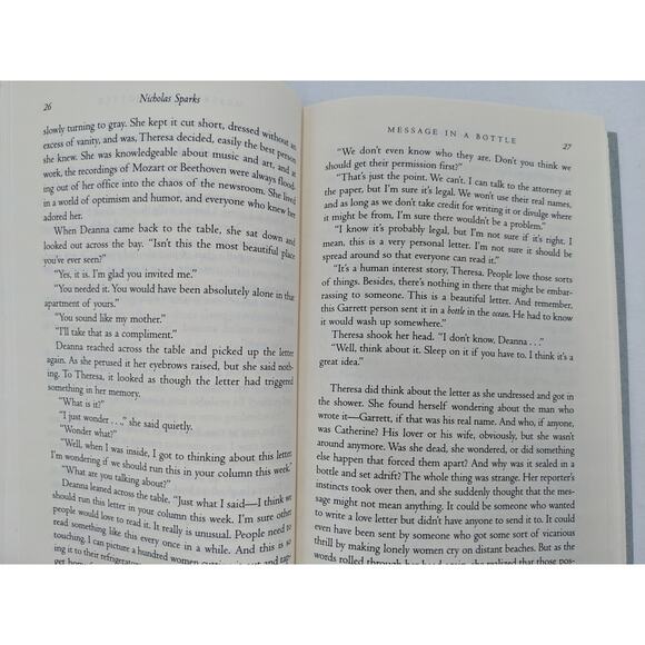 Message In A Bottle By Nicholas Sparks Romance Novel First Printing Vintage 1998 - Picture 6 of 13